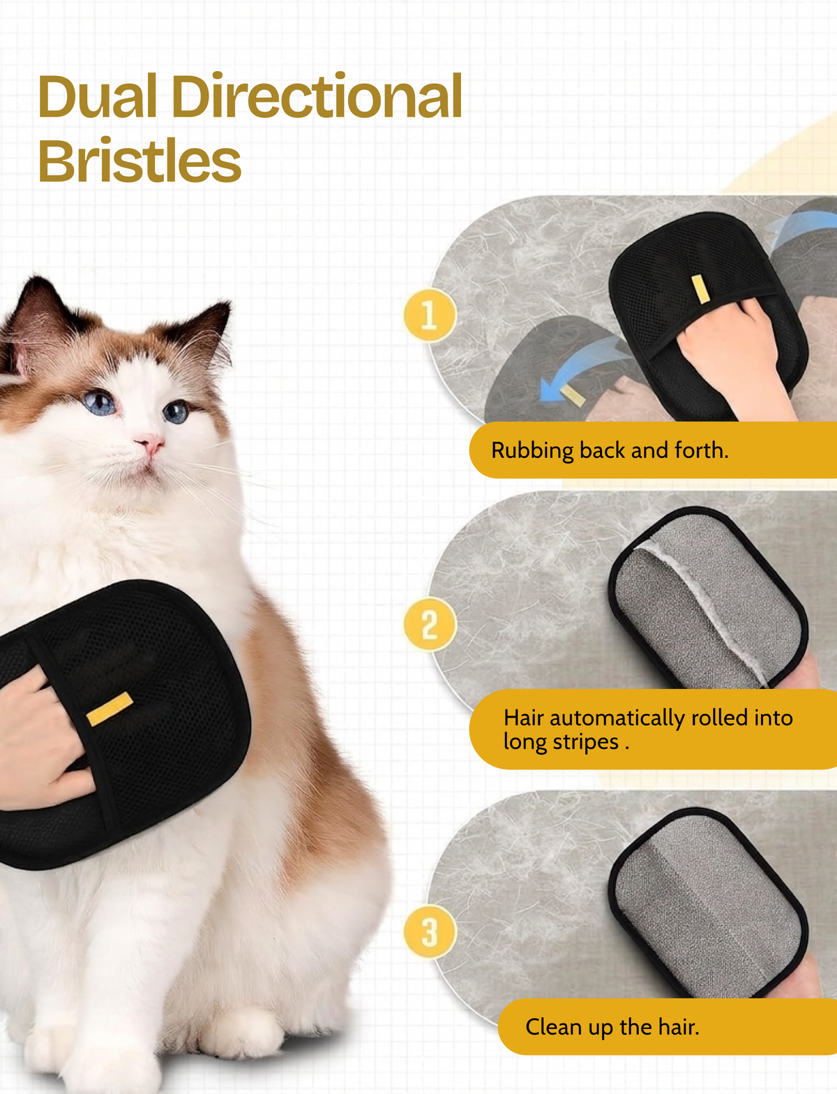 Reusable Pet Hair Remover Glove for Cats & Dogs