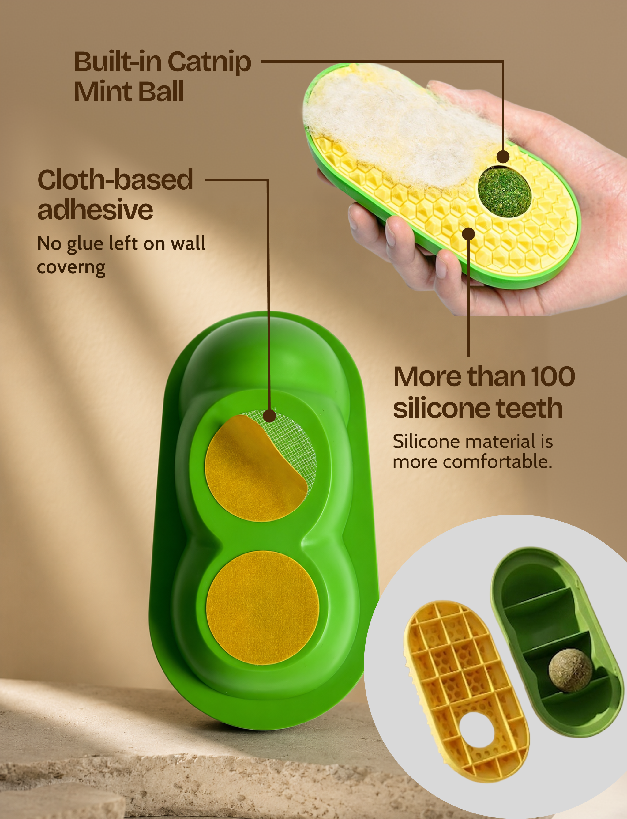 Avocado Cat Grooming & Scratching Toy